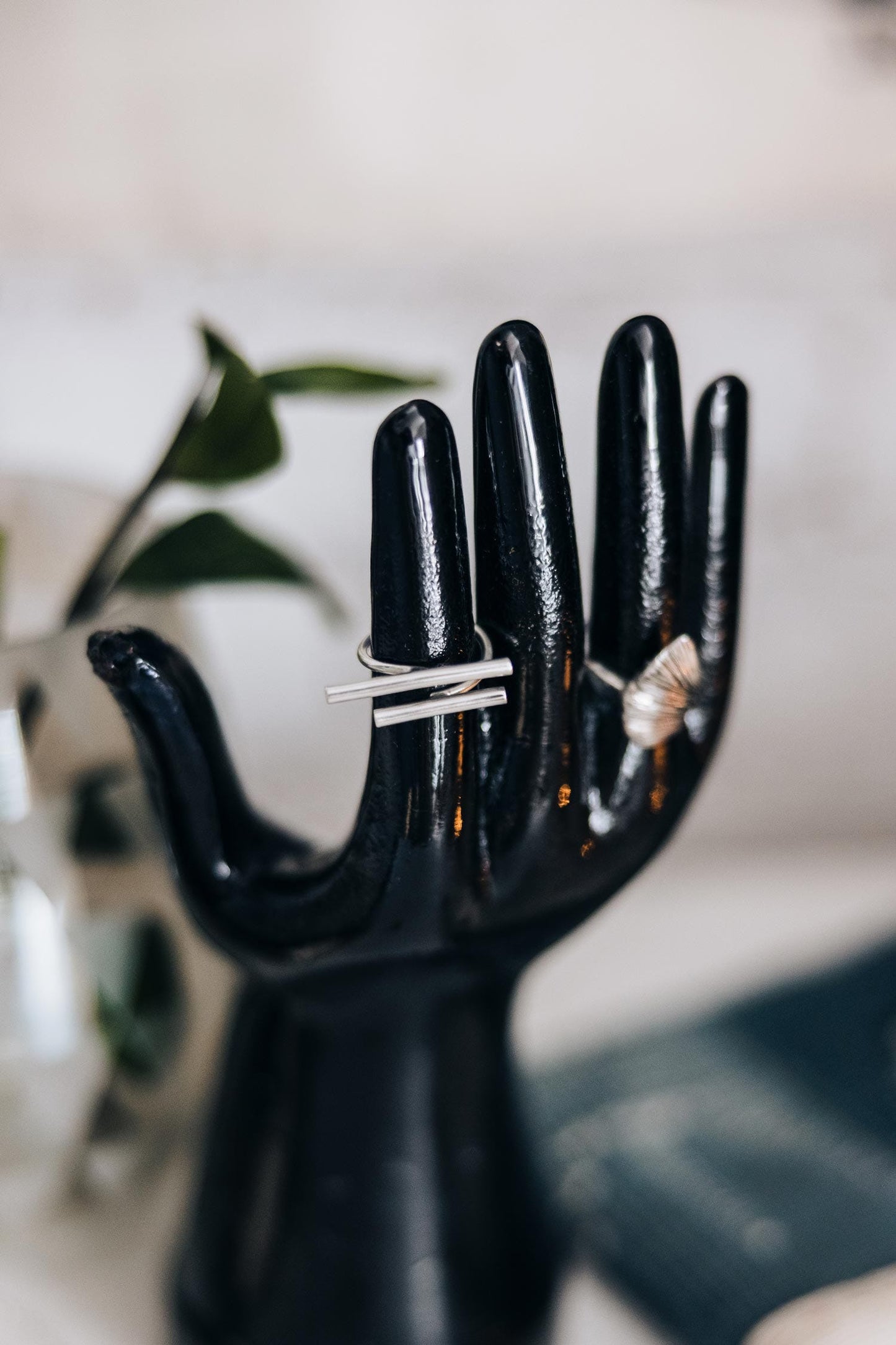 Ring cuff parallel bars brass silver