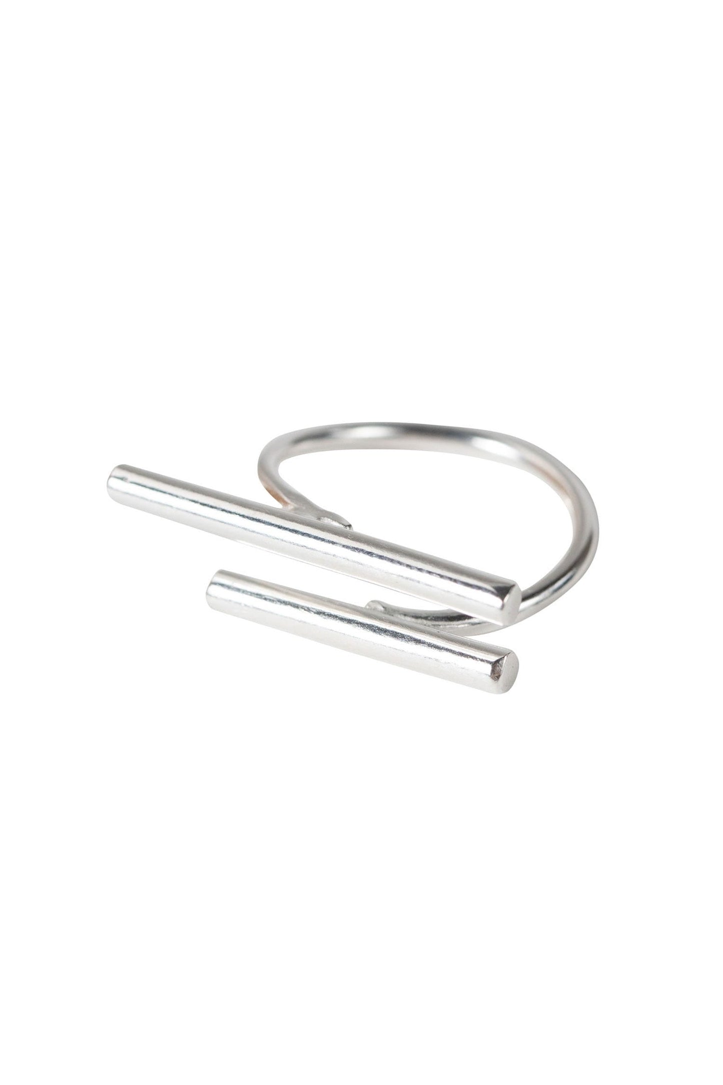 Ring cuff parallel bars brass silver