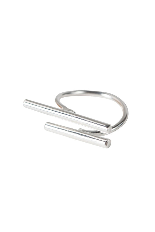 Ring cuff parallel bars brass silver