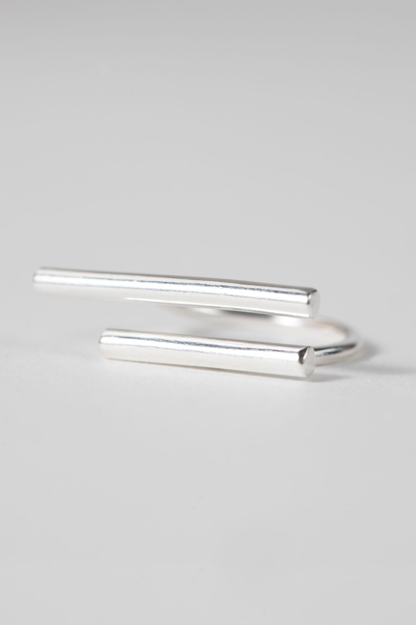 Ring cuff parallel bars brass silver