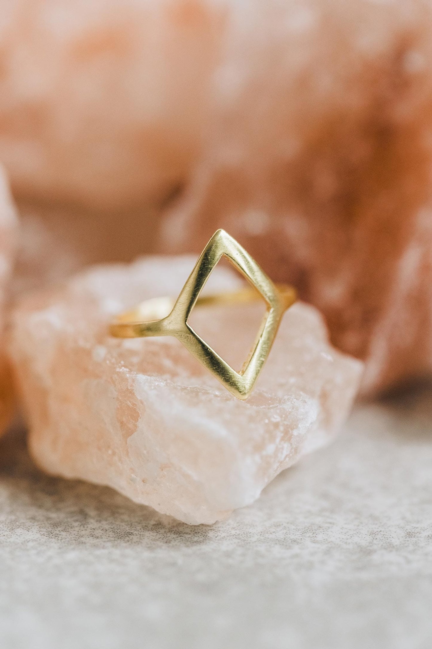 Ring cuff open diamond brass gold