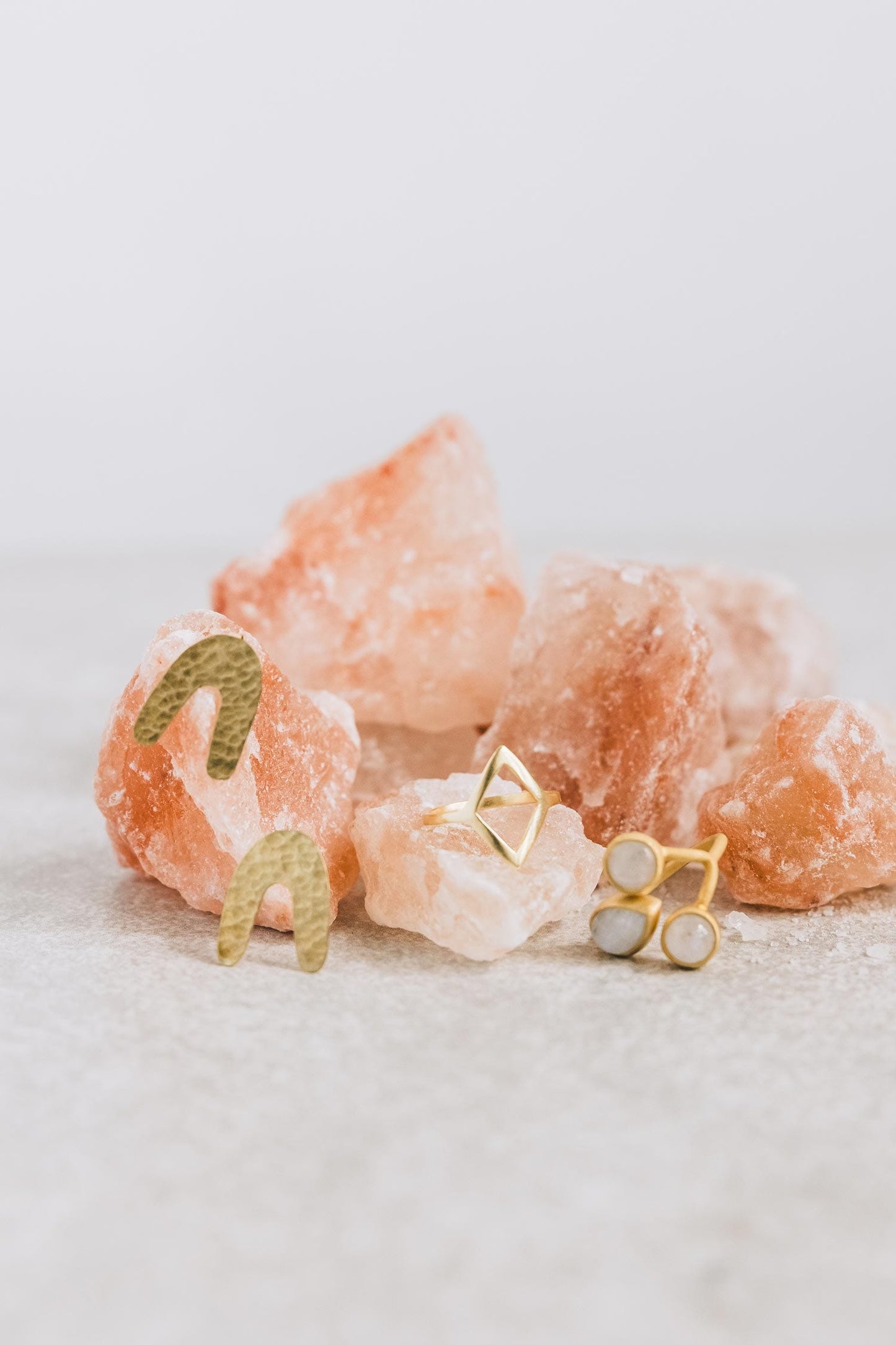 Ring cuff open diamond brass gold