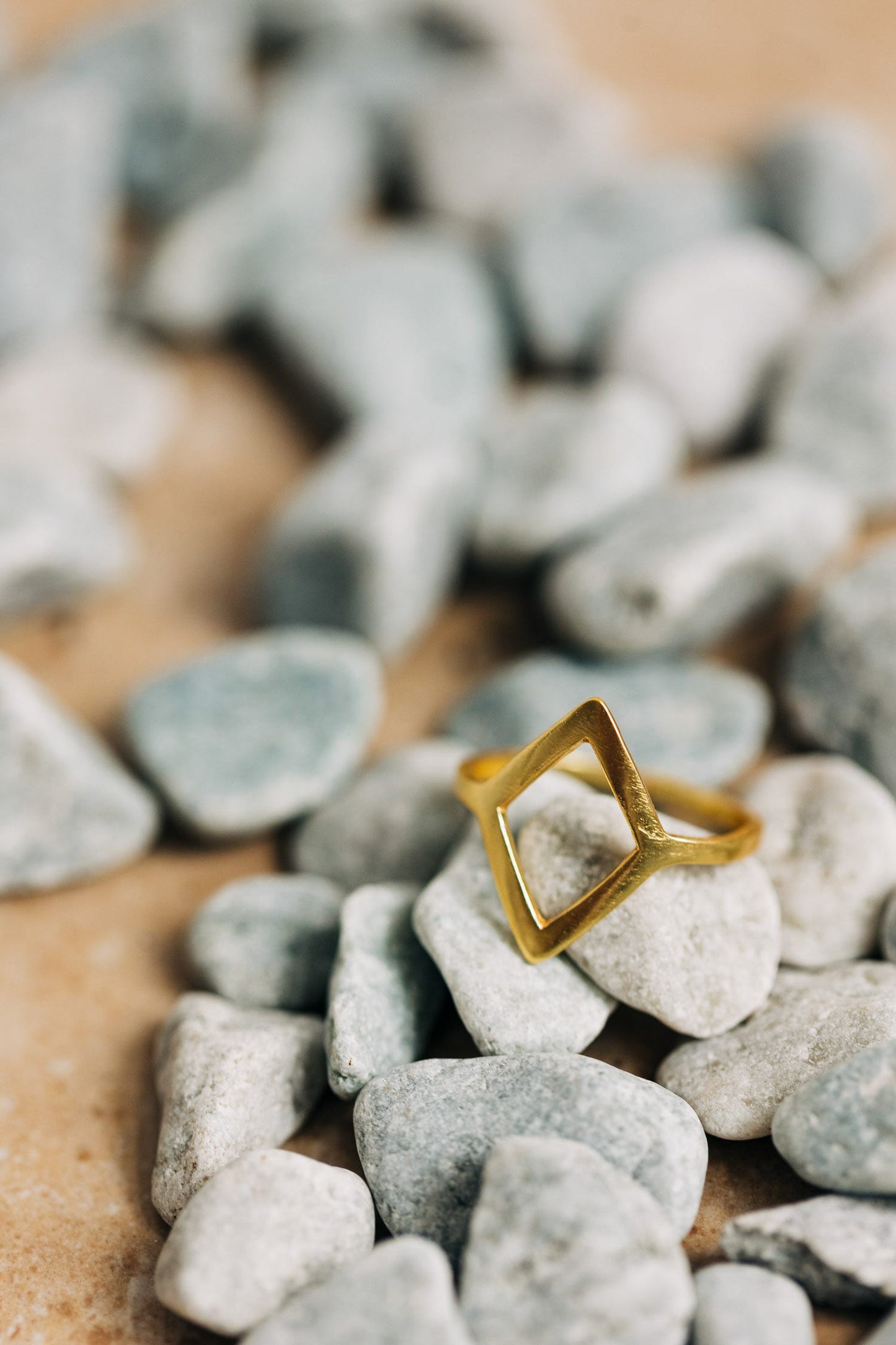 Ring cuff open diamond brass gold