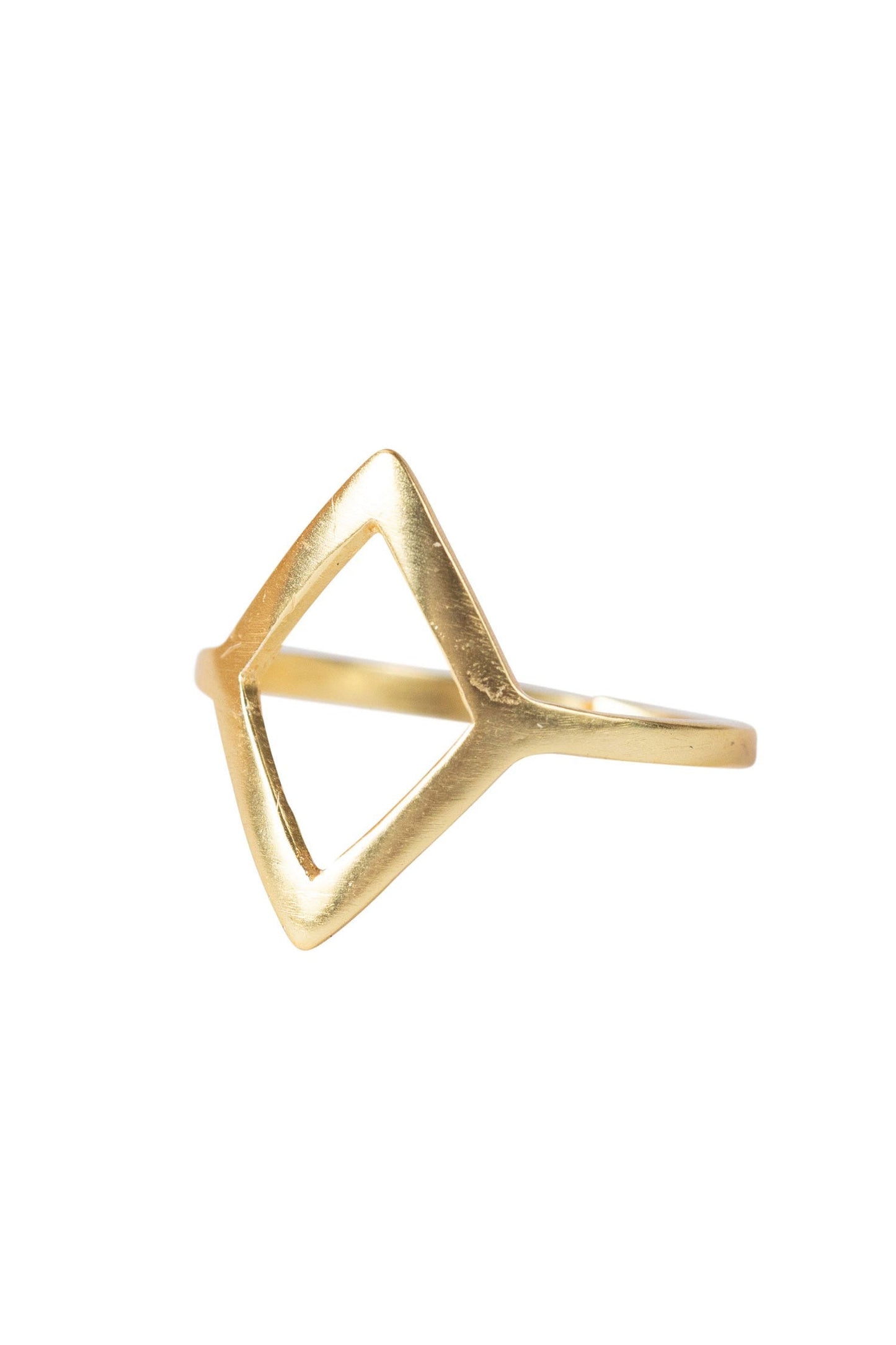 Ring cuff open diamond brass gold