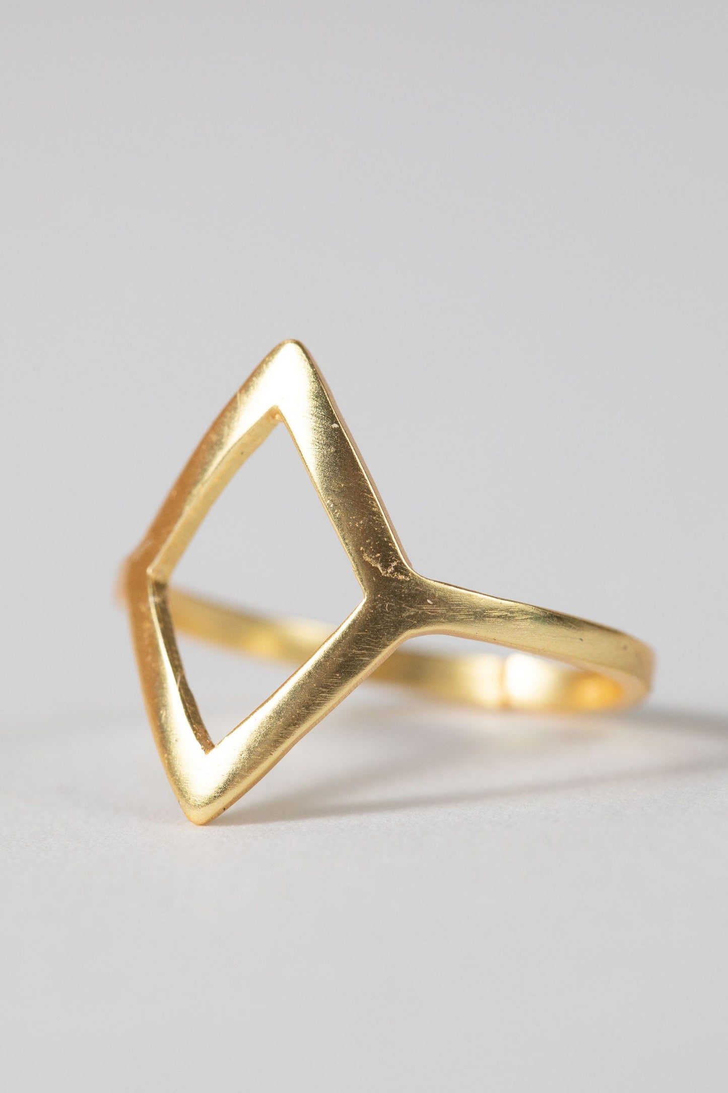 Ring cuff open diamond brass gold