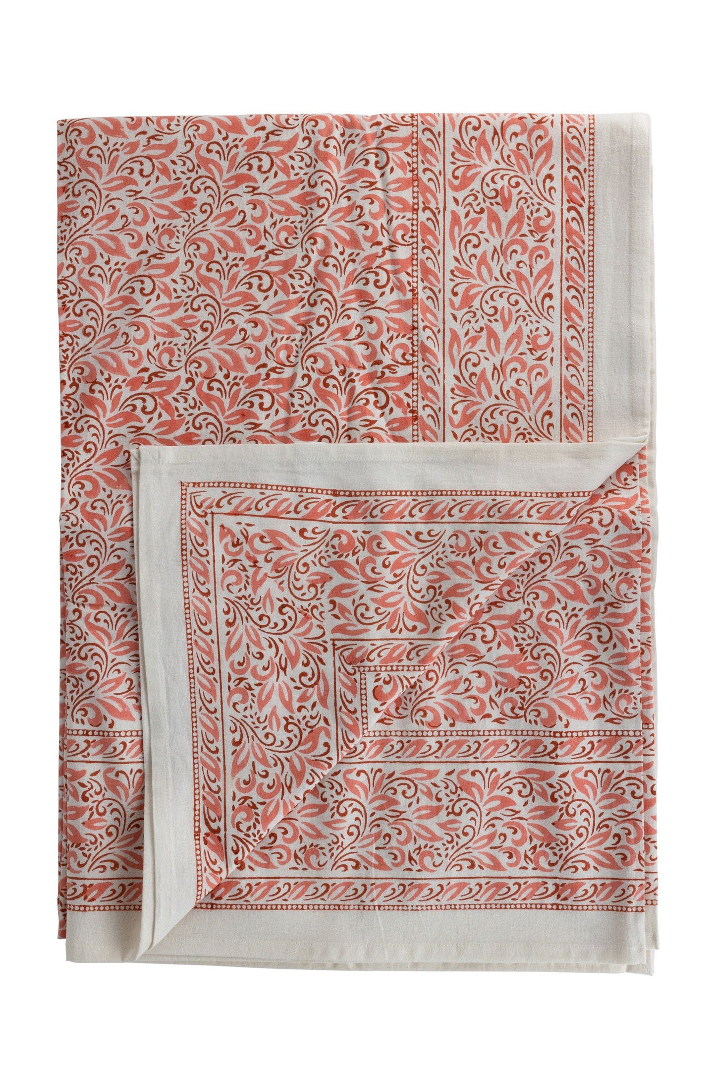 Tablecloth abundant vines cotton 90x60 coral/white