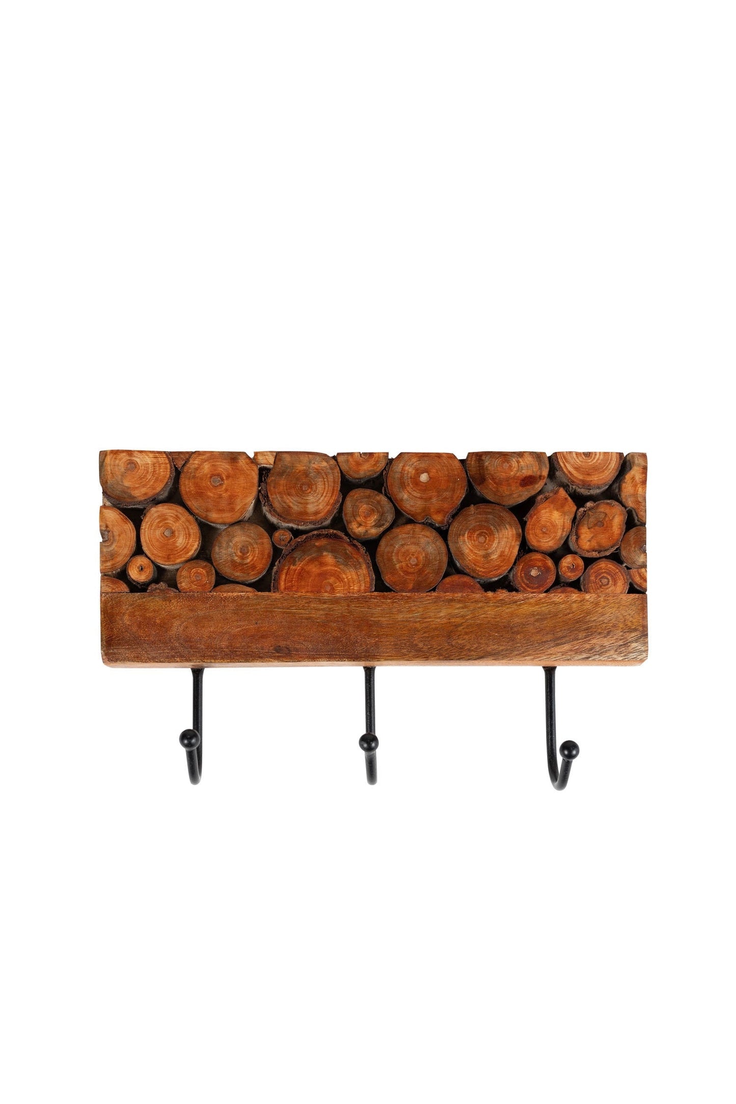 Hooks wood slice mango/poplar/iron 10.5Wx6.5H brn