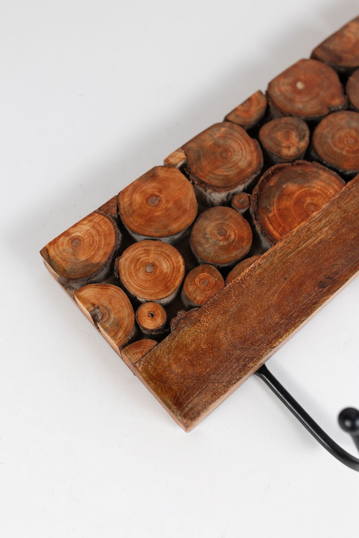 Hooks wood slice mango/poplar/iron 10.5Wx6.5H brn