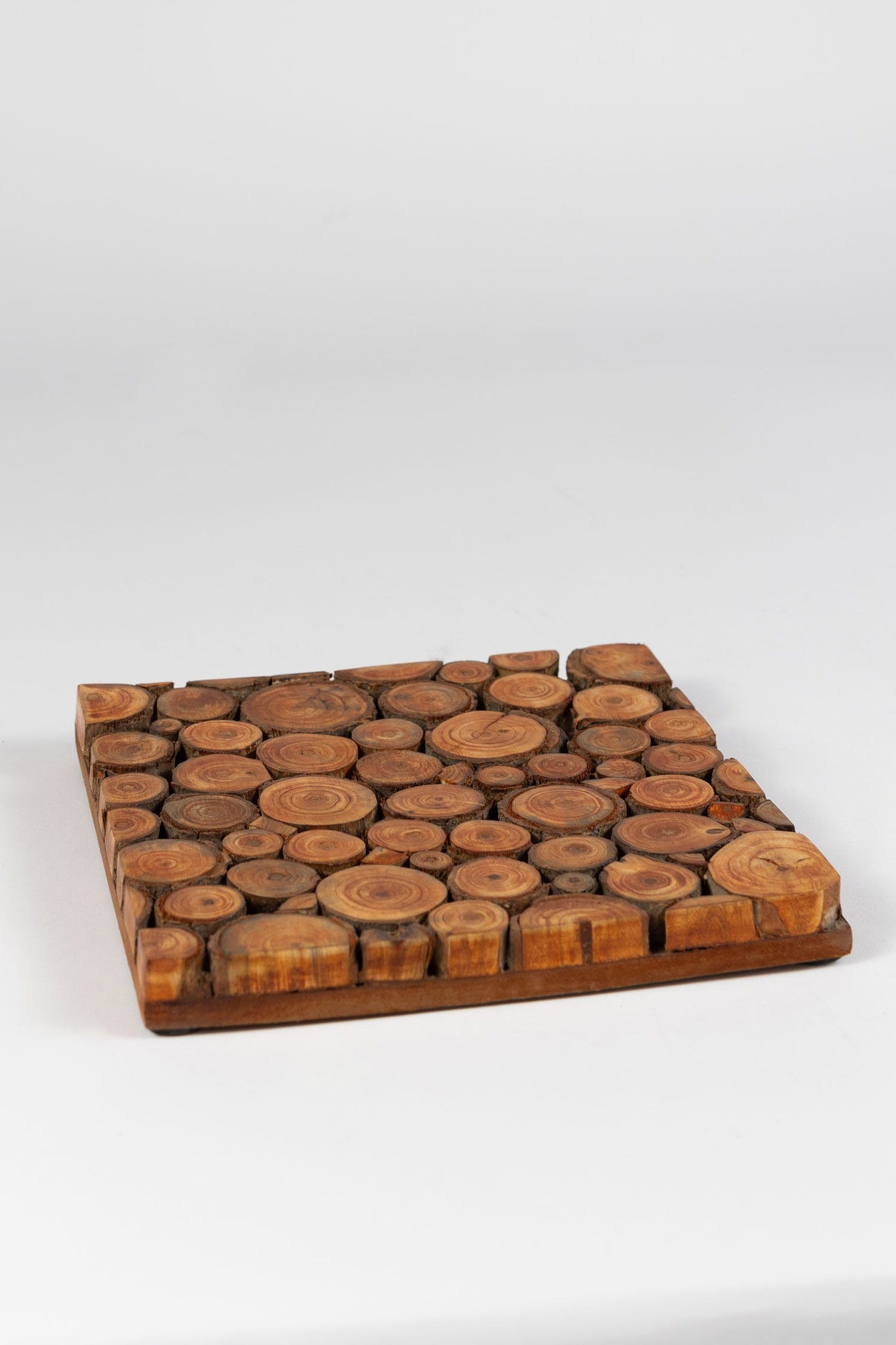 Trivet wood slice mango/poplar/MDF 8x8x1 brown