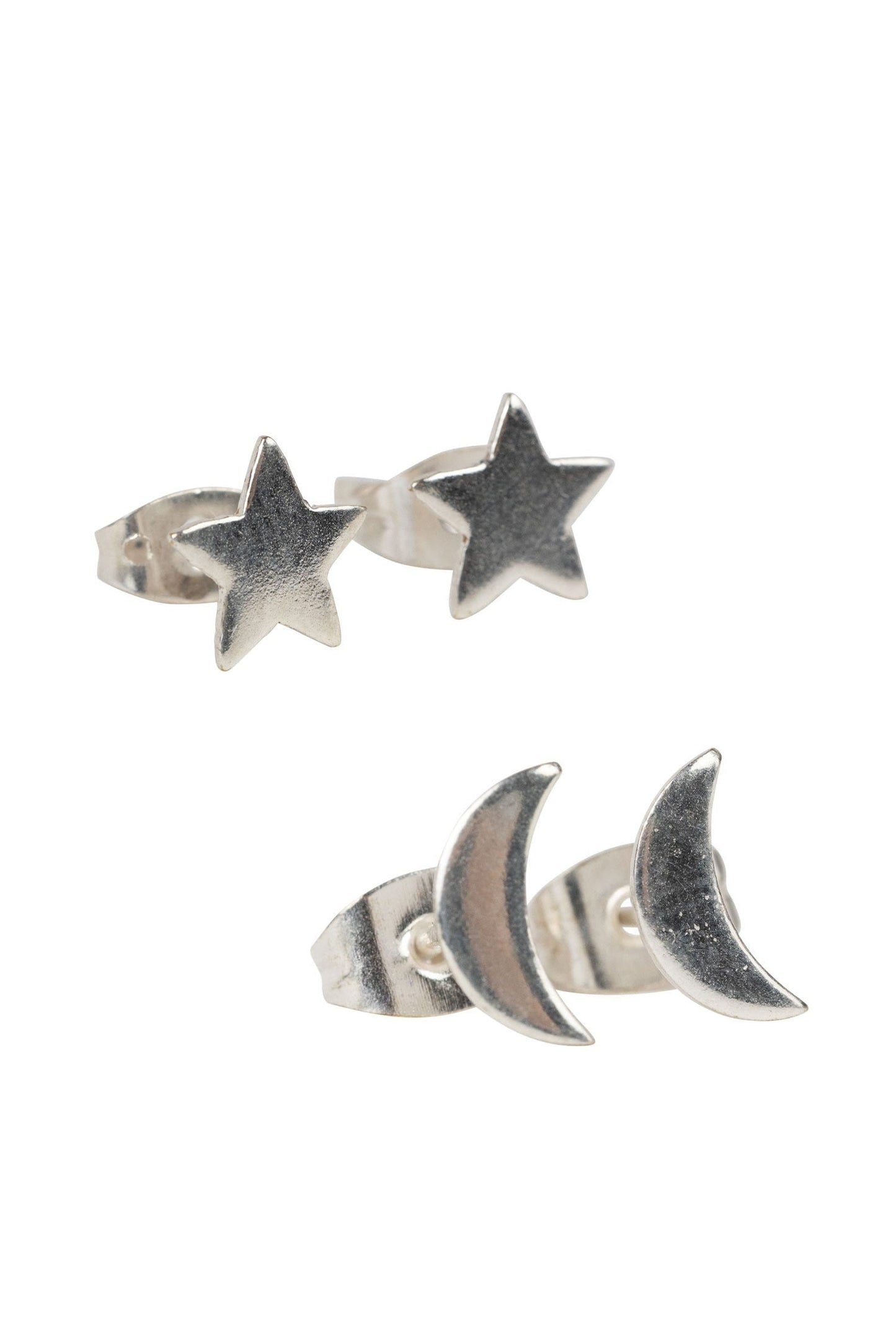 Earrings post night sky set brass .4D silver