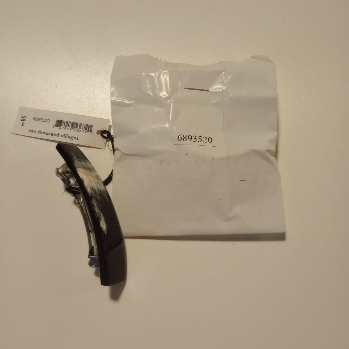 Barrette French clip horn/metal 2.75Lx.5W blk/asst
