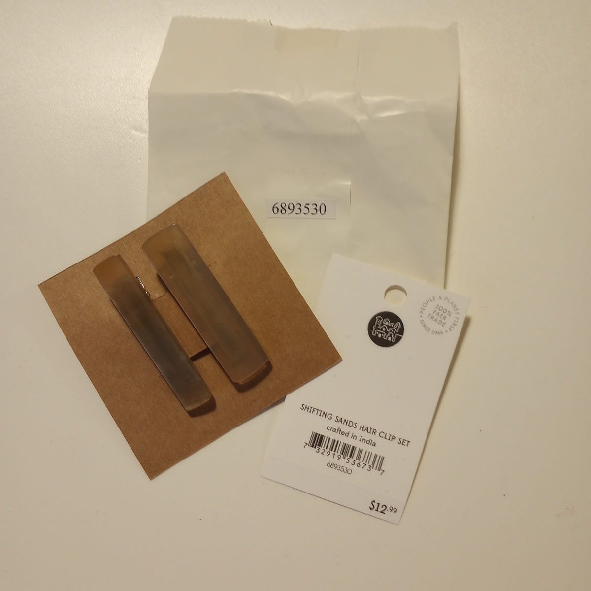 Hair clips s/2 sands horn/metal 2.5L brn/asst