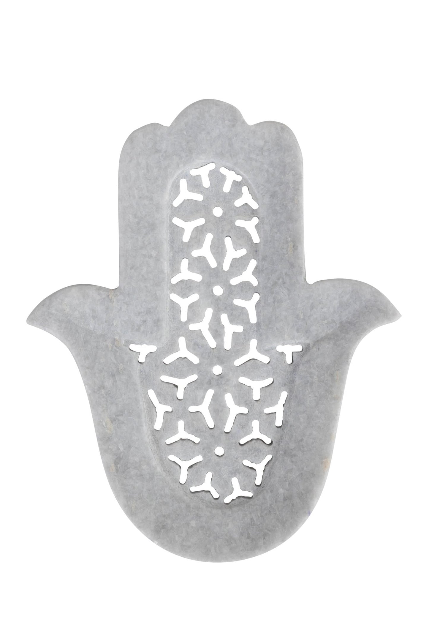 Soap dish hamsa hand alabaster 6Lx5W white/gray