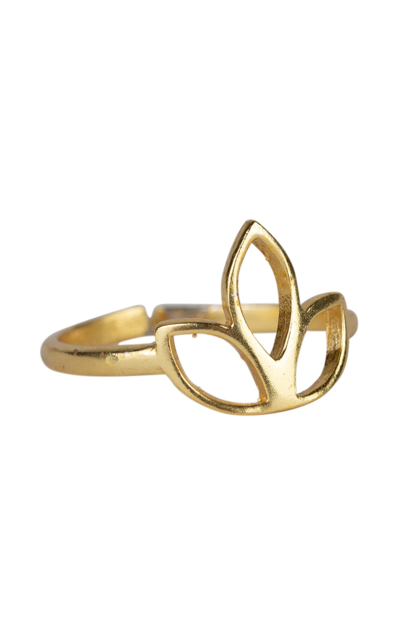 Ring cuff lotus blossom brass .75D gold