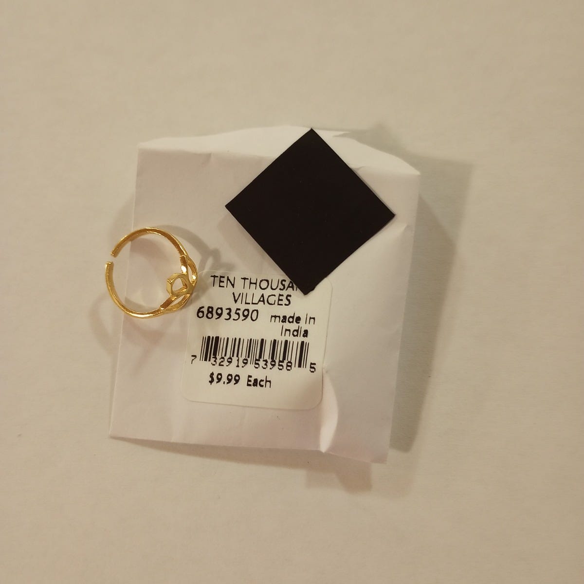 Ring cuff lotus blossom brass .75D gold