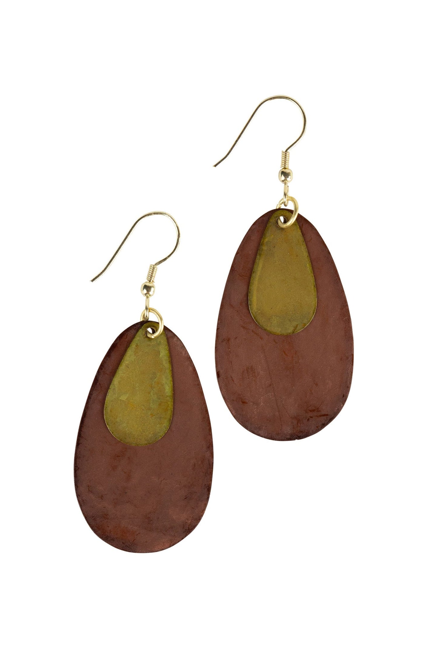 Earrings Autumnal layers oval br 2.75L rust/gold