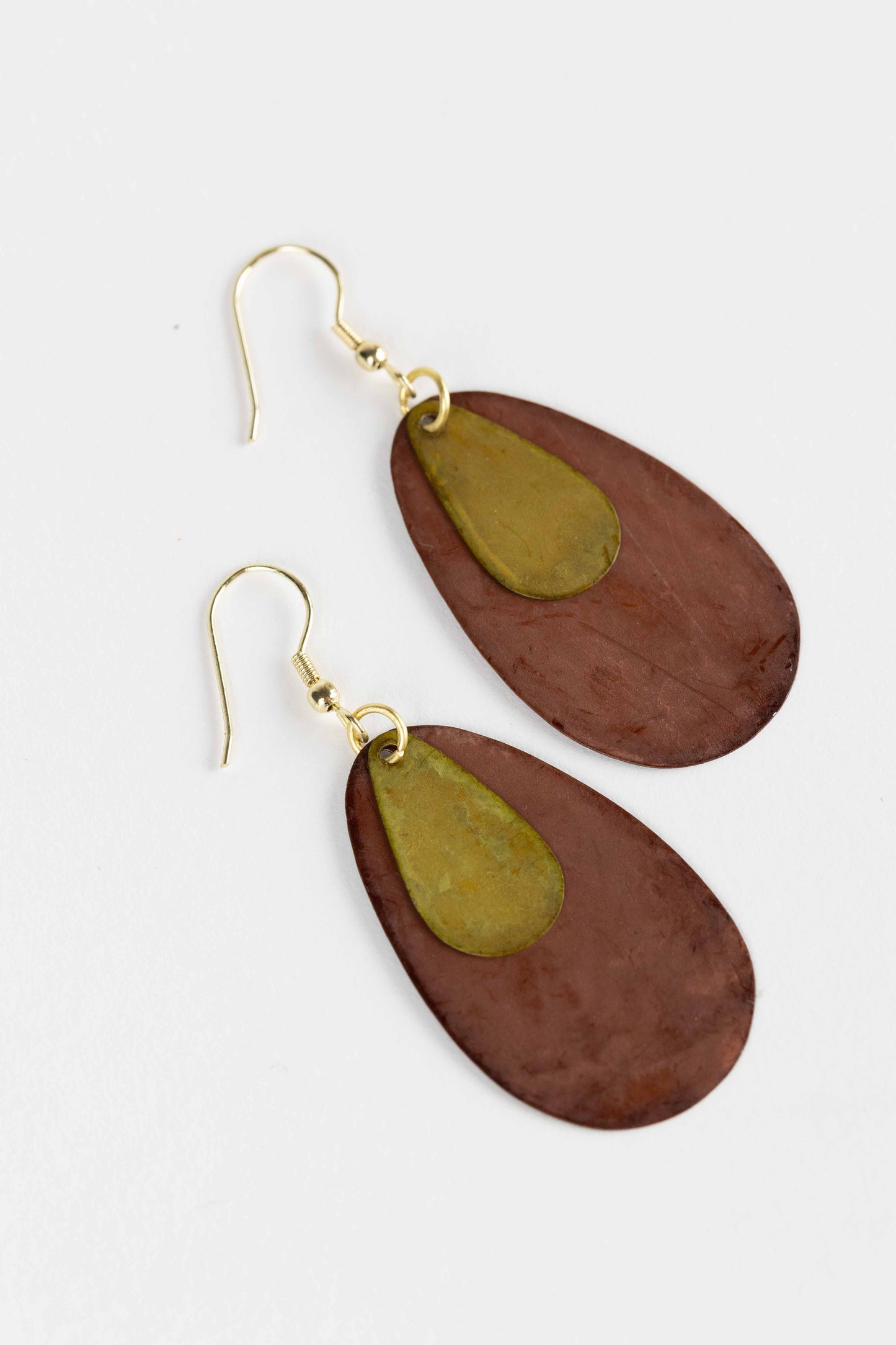 Earrings Autumnal layers oval br 2.75L rust/gold