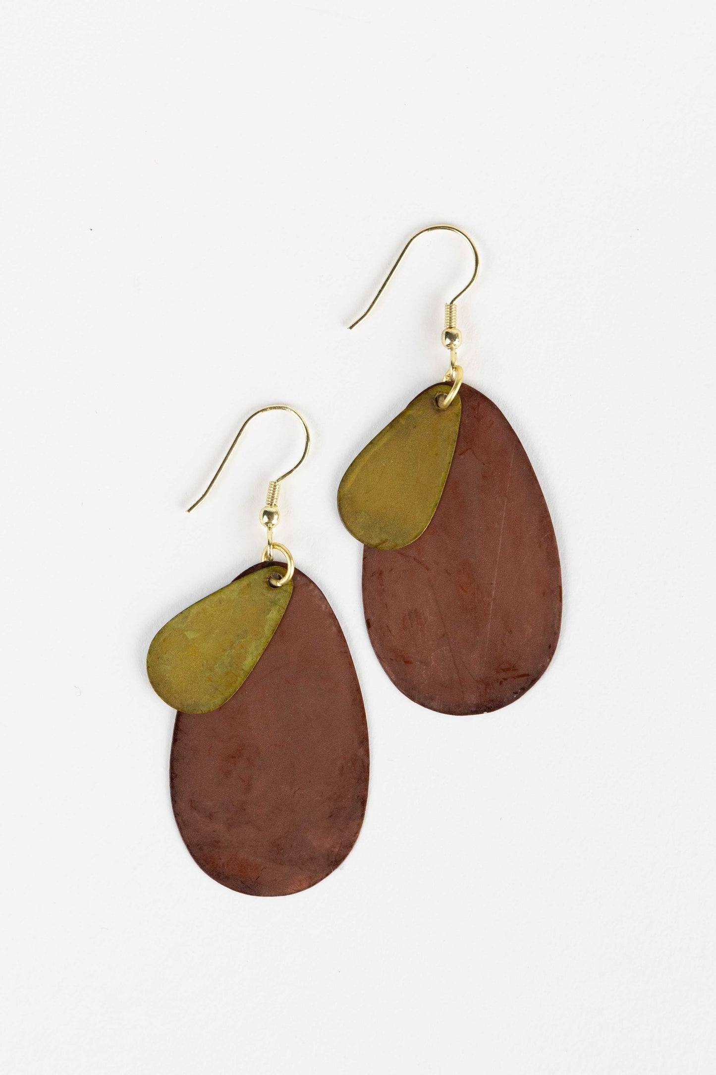 Earrings Autumnal layers oval br 2.75L rust/gold