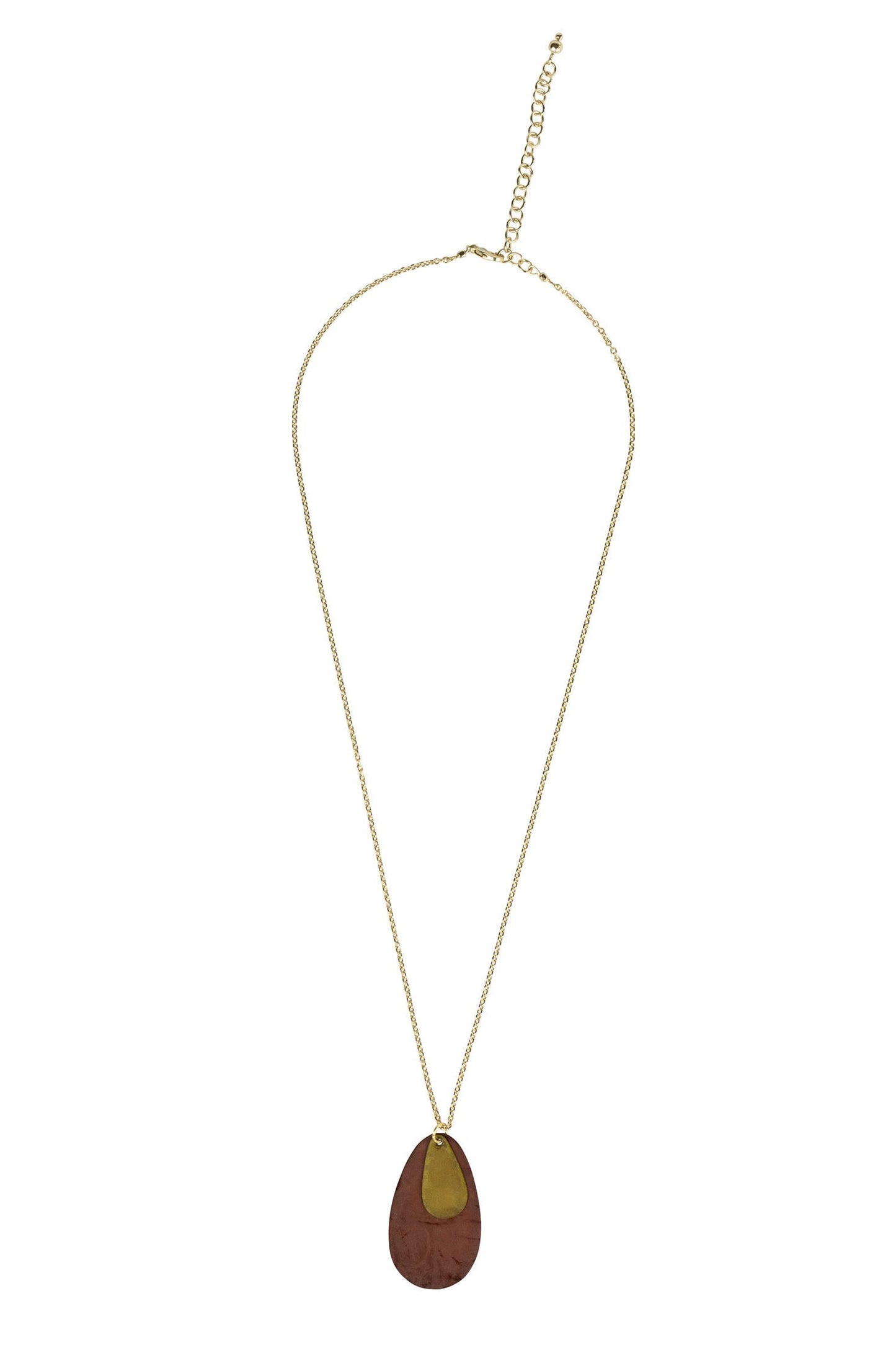 Necklace Autumnal layers oval pend br 23L rust/gld