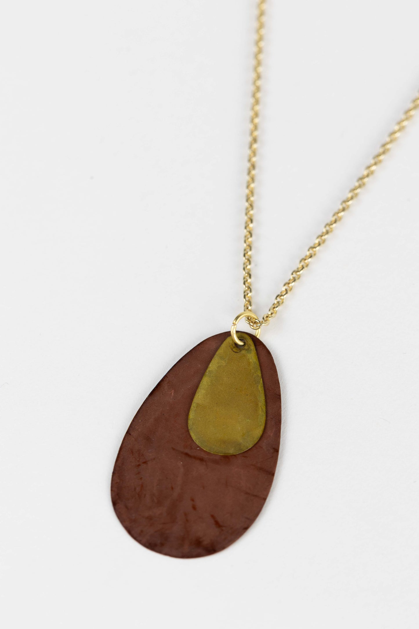 Necklace Autumnal layers oval pend br 23L rust/gld