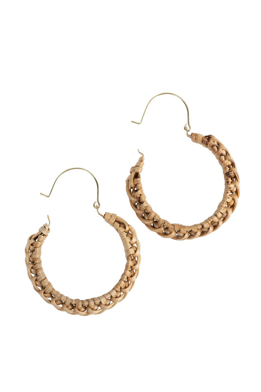 Earrings hoop wrapped cane 2D/2.5L tan