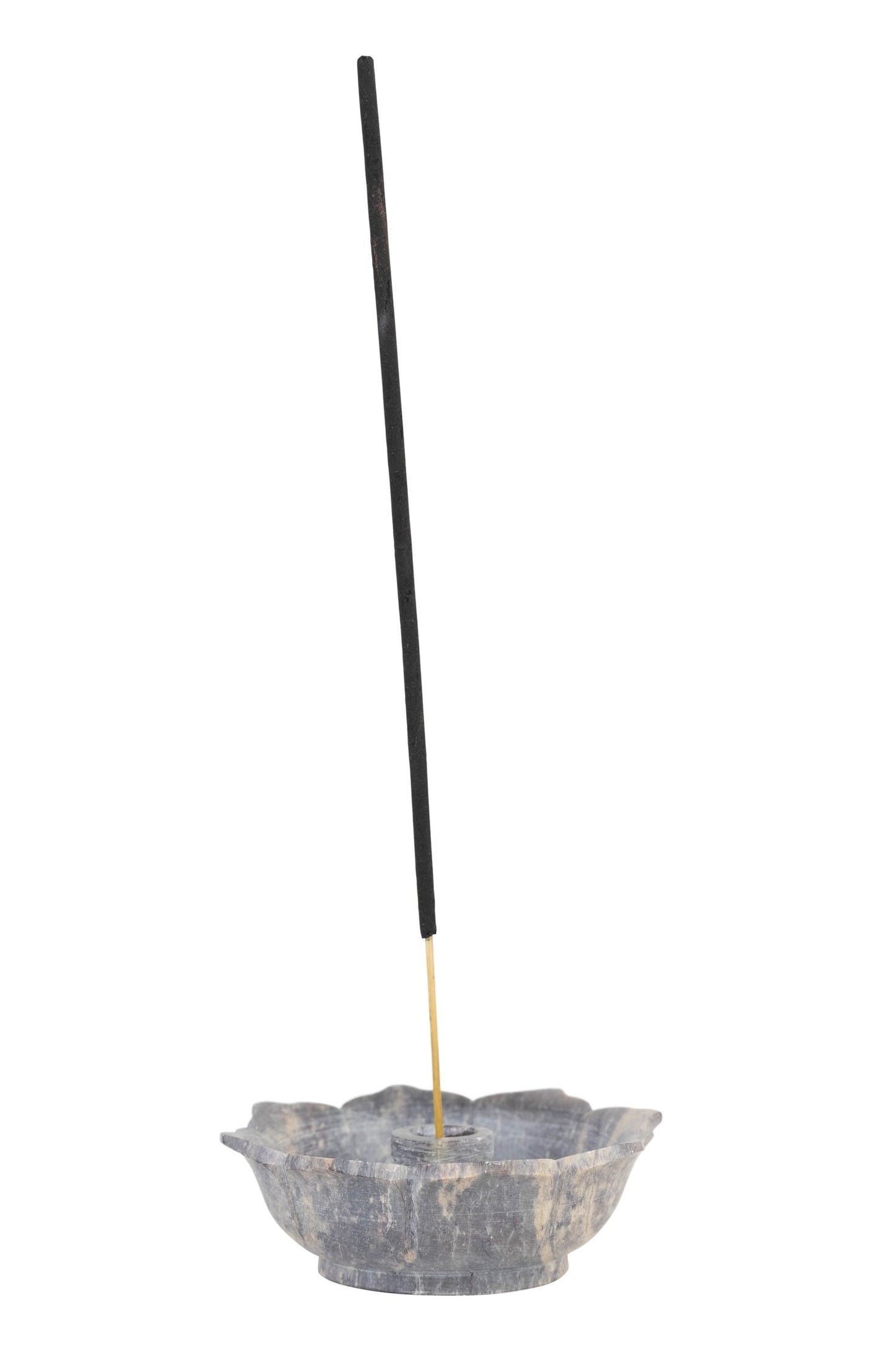 Incense holder f/stick flower stone 3Dx1H brn/asst