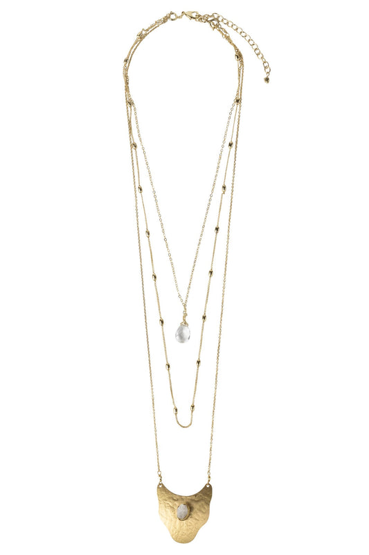 Necklace 3 convertible layers br/moonstn 18L gold