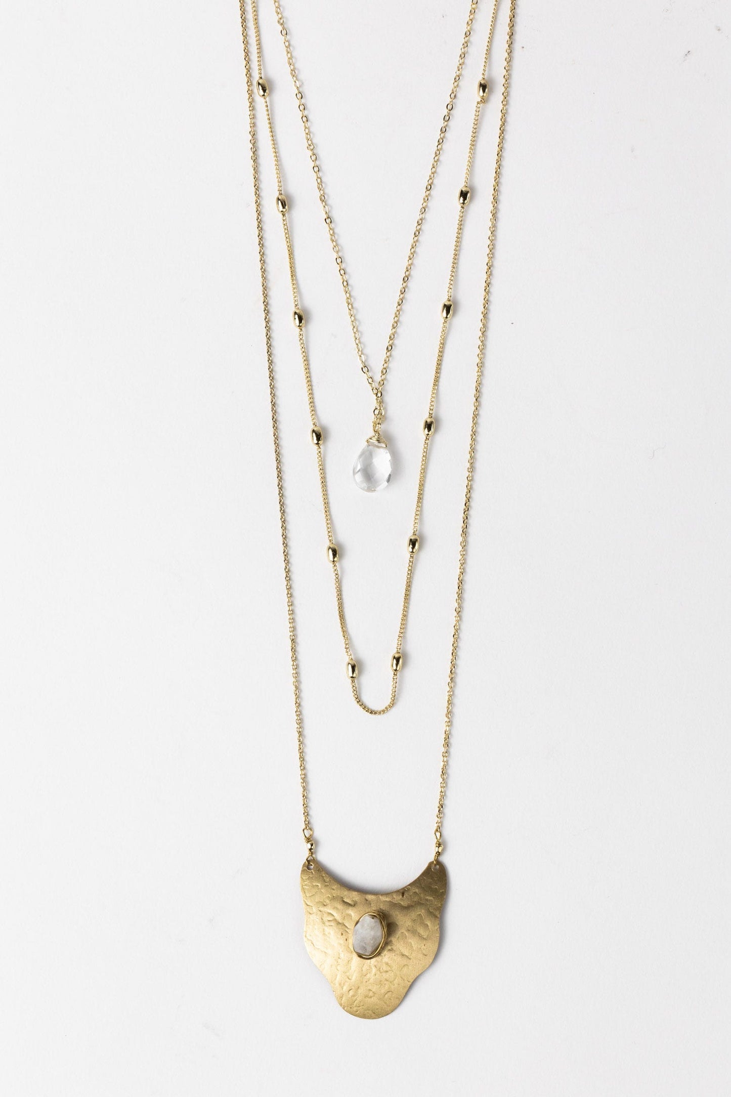 Necklace 3 convertible layers br/moonstn 18L gold
