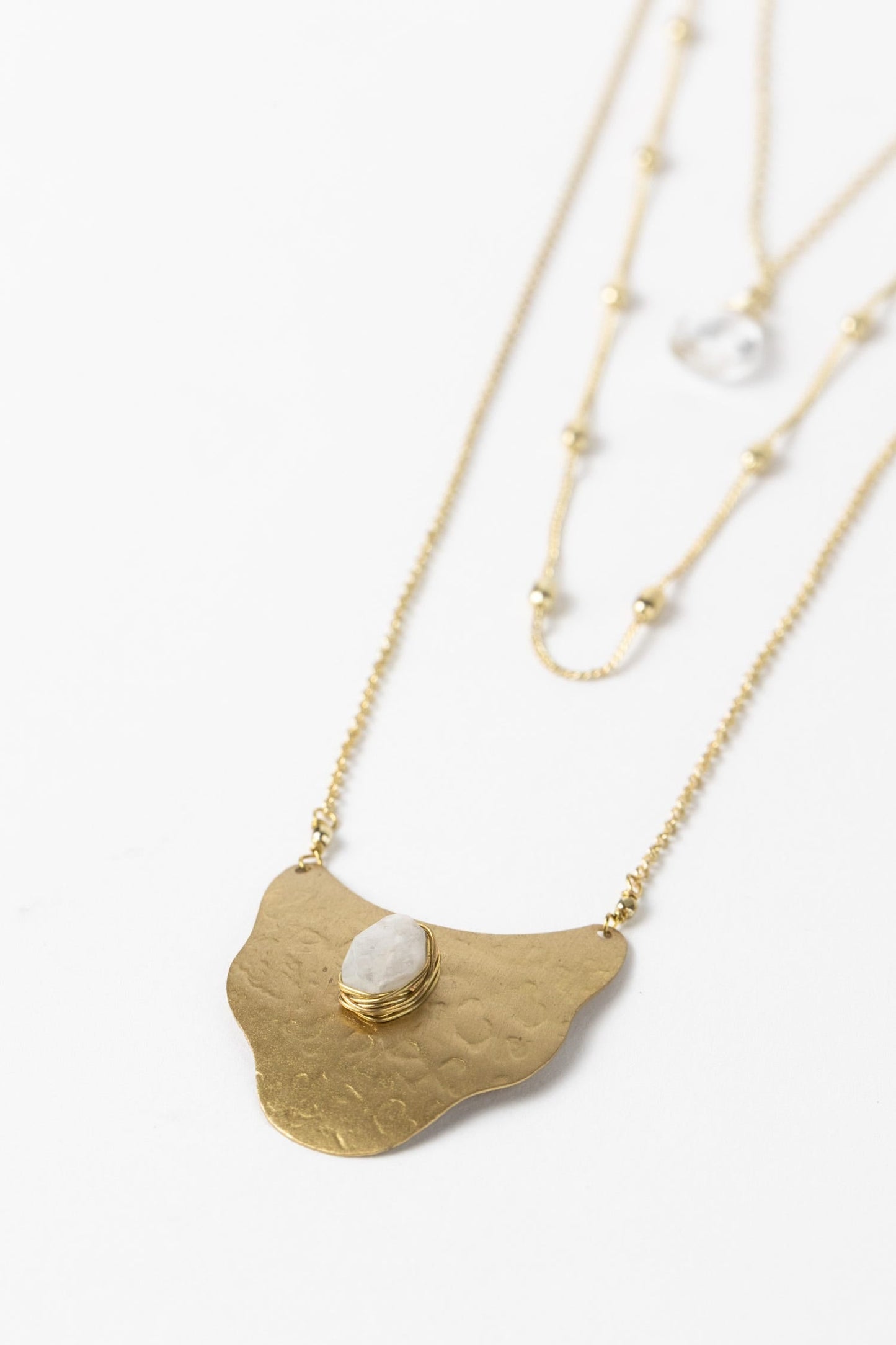 Necklace 3 convertible layers br/moonstn 18L gold