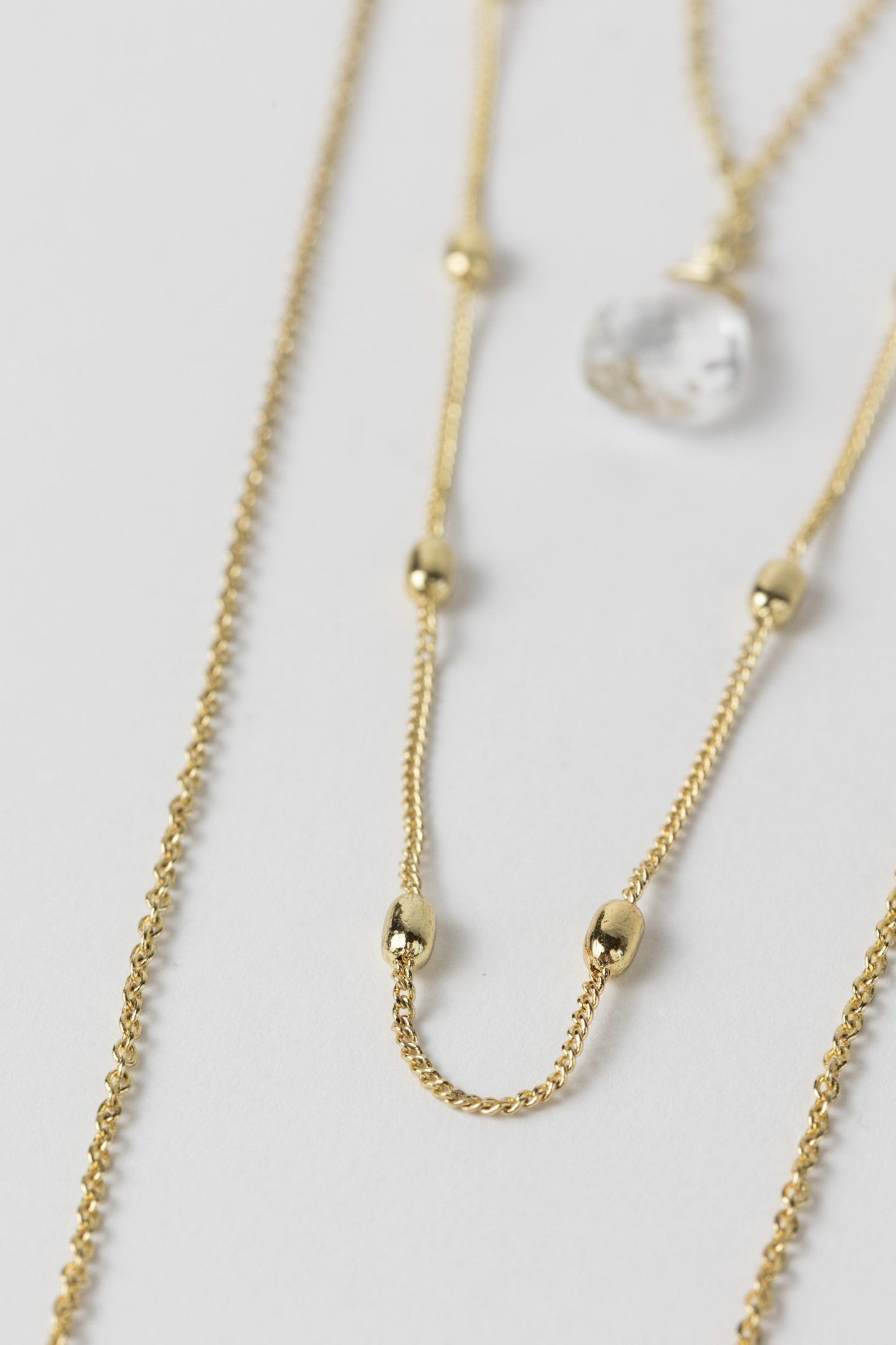 Necklace 3 convertible layers br/moonstn 18L gold