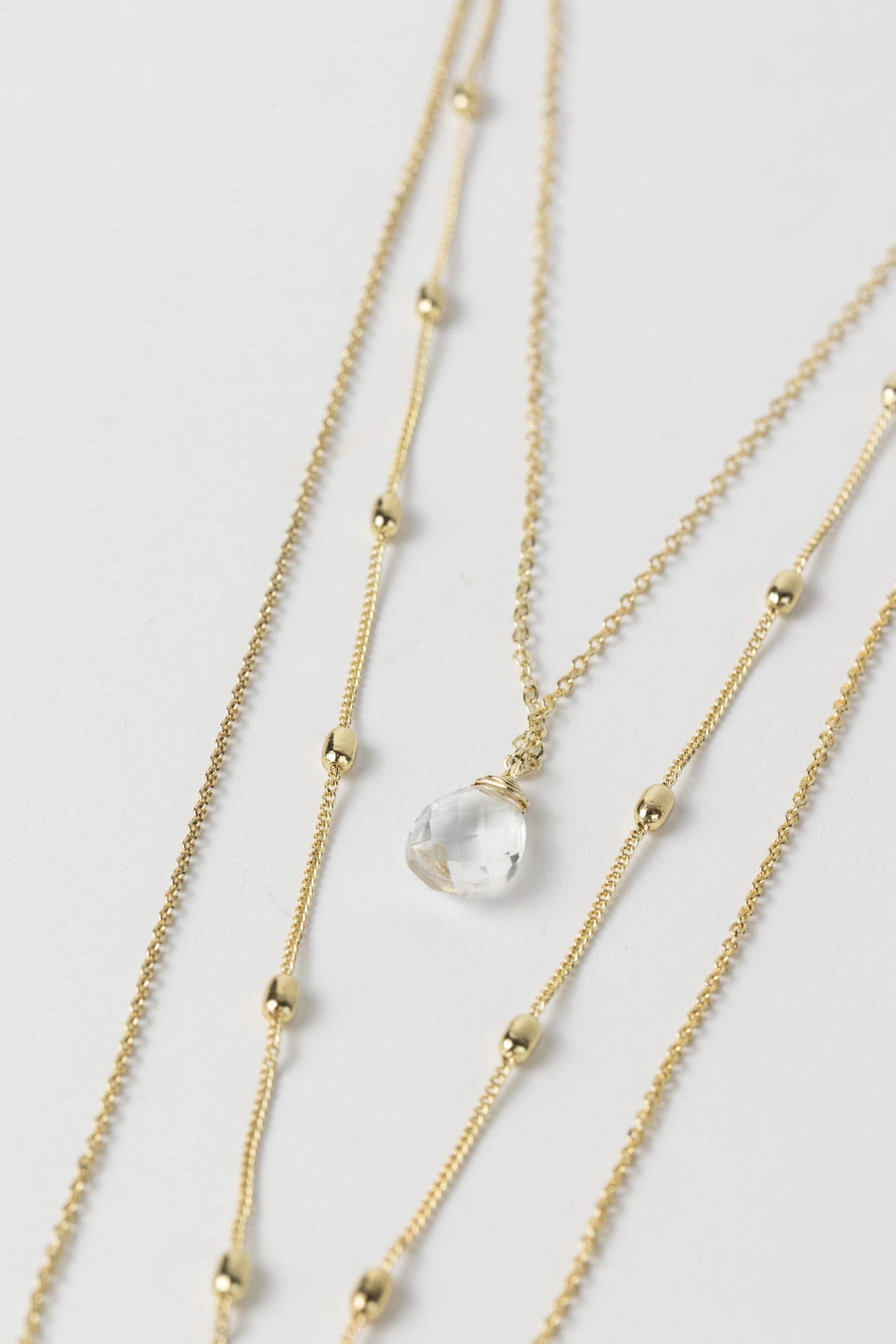Necklace 3 convertible layers br/moonstn 18L gold