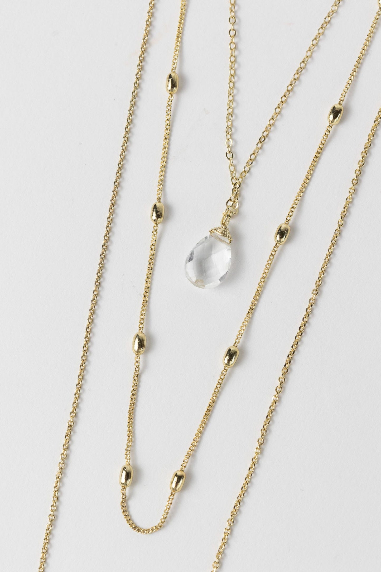 Necklace 3 convertible layers br/moonstn 18L gold