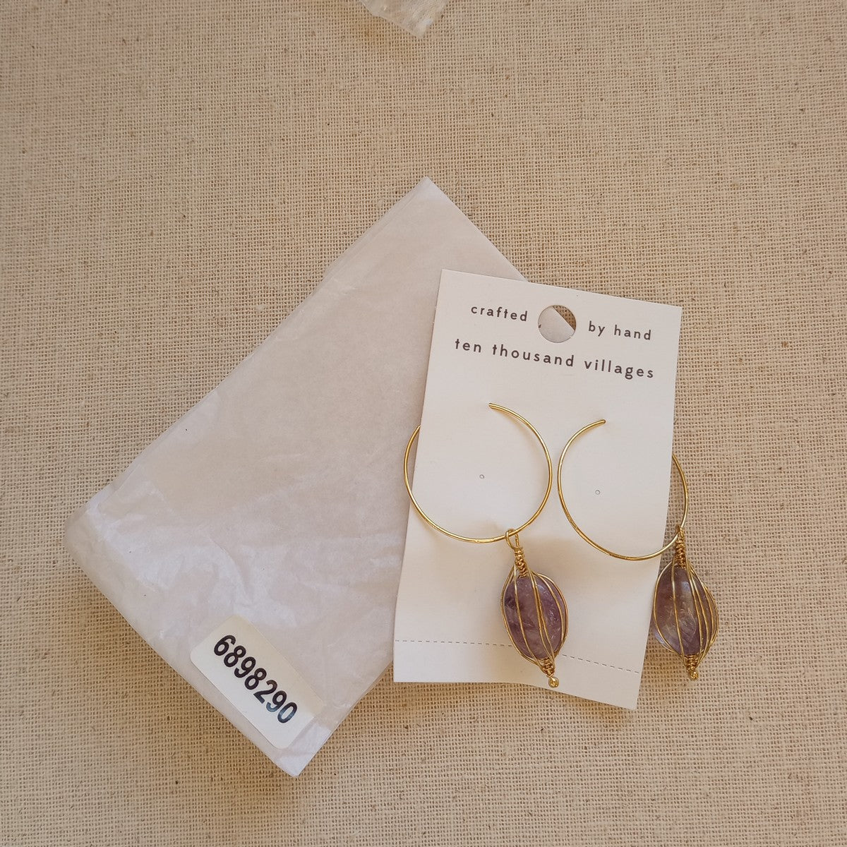Earrings hoop amethyst/wire 2.5L prpl/gld