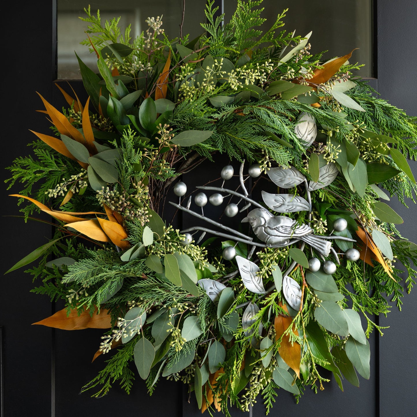Wreath peace dove w/branches iron 16Wx15H silver