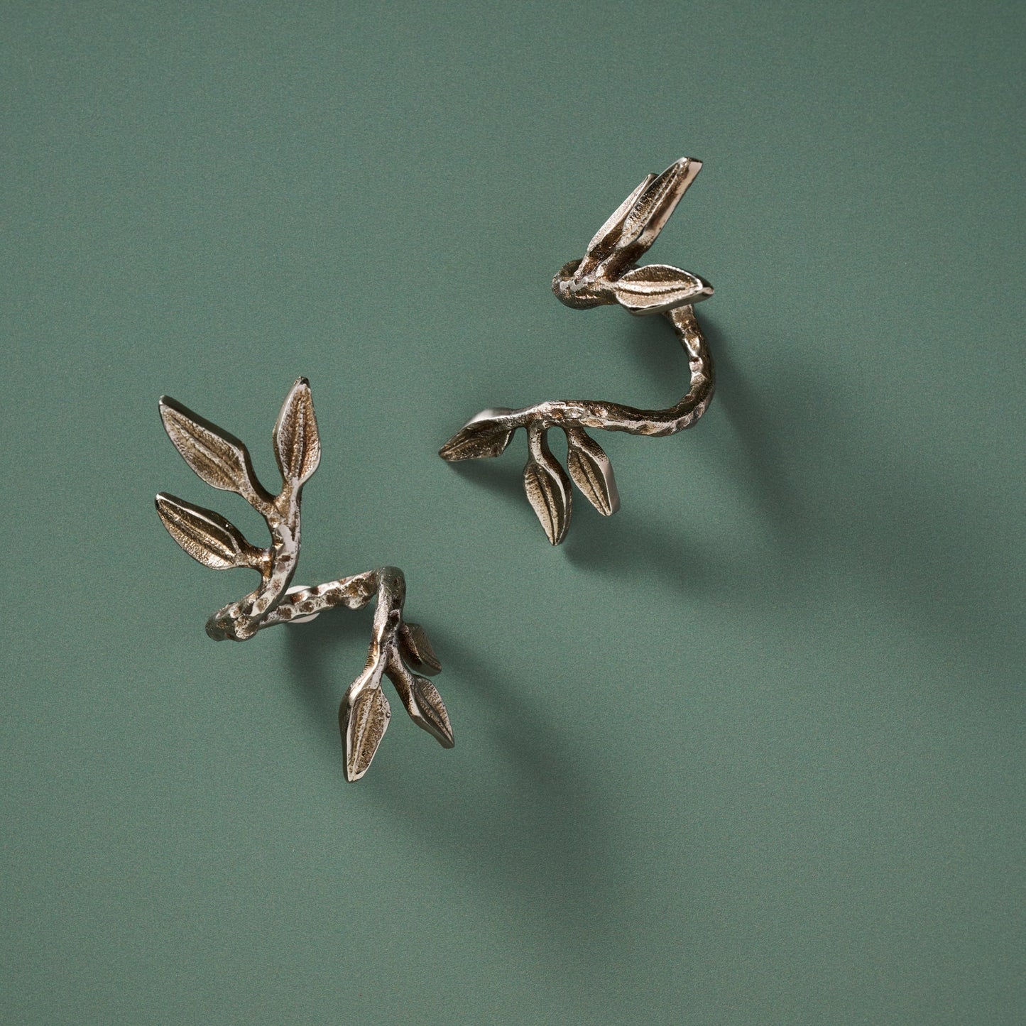 Napkin rings S/2 branch alum 4.5Lx2W silv