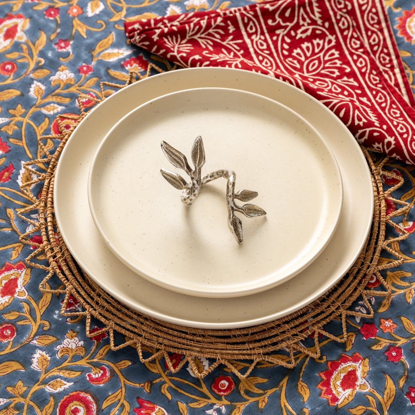 Napkin rings S/2 branch alum 4.5Lx2W silv
