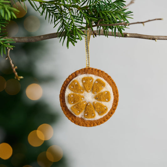 Ornament orange slice M/3 wool felt 3D orng/crm