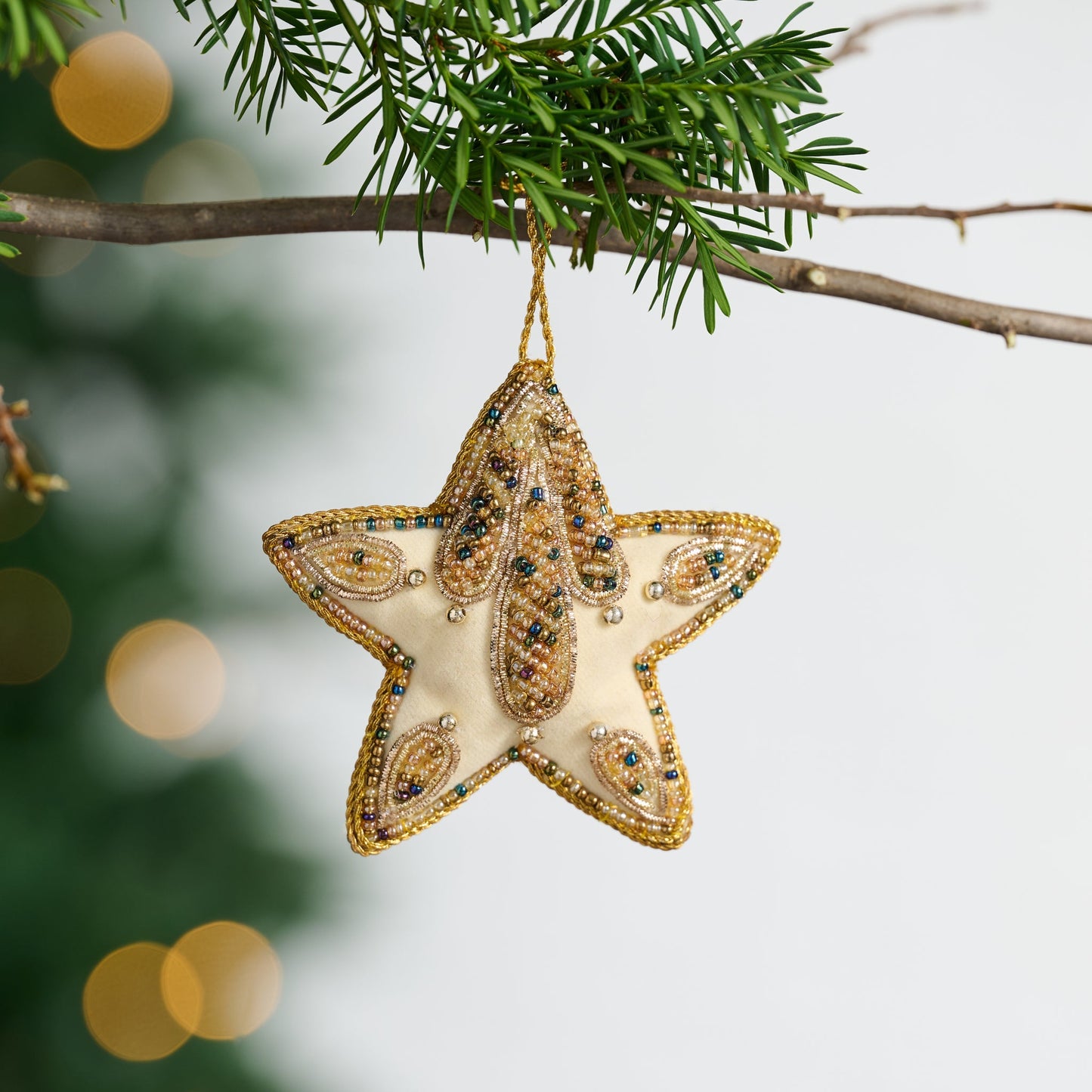 Ornament star M/2 beaded/stuff velvet/glss 4D crm