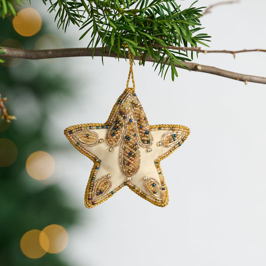 Ornament star M/2 beaded/stuff velvet/glss 4D crm