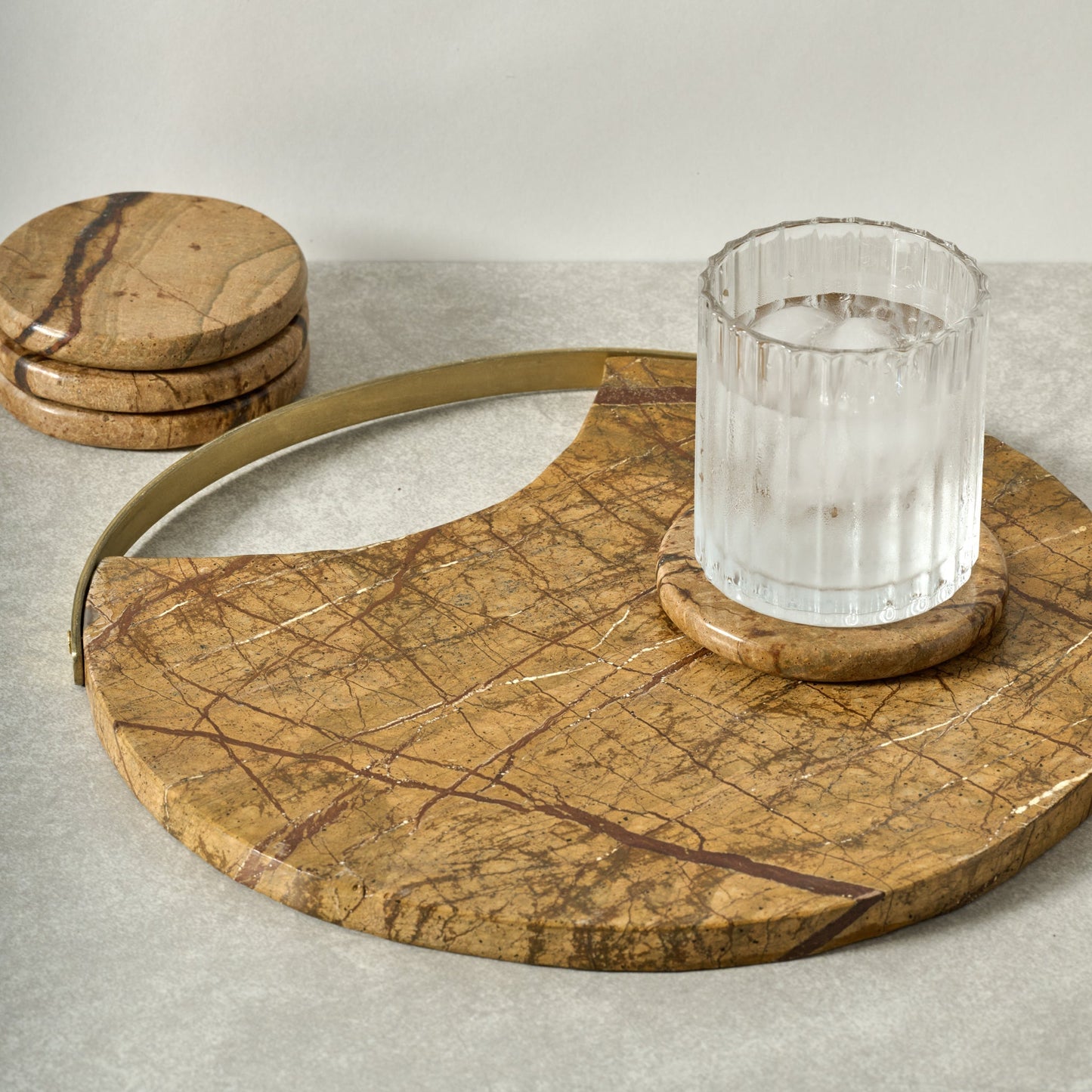 Charcuterie board round bidasar stn 12D brown/grey