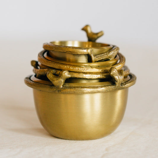 Measuring cups s/4 branch/bird alum 3-4D brass