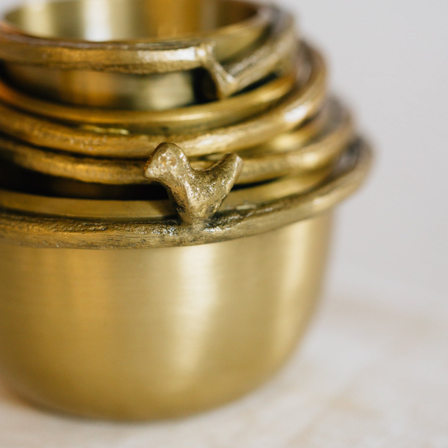 Measuring cups s/4 branch/bird alum 3-4D brass