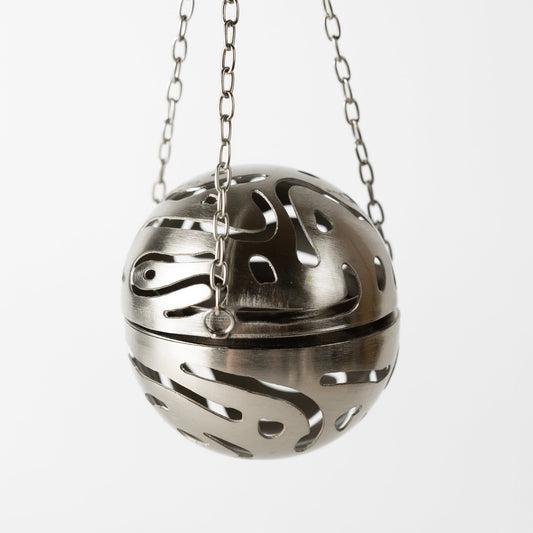 Incense holder hanging sphere iron 3D silver