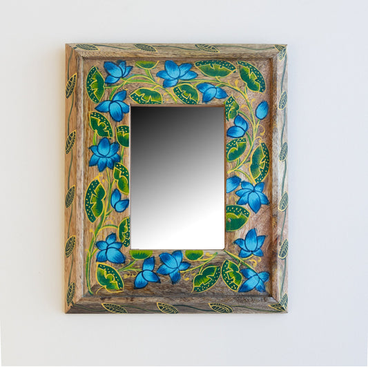 Mirror pntd flrl mango wd 8.5Wx10.5H nat/blu/grn