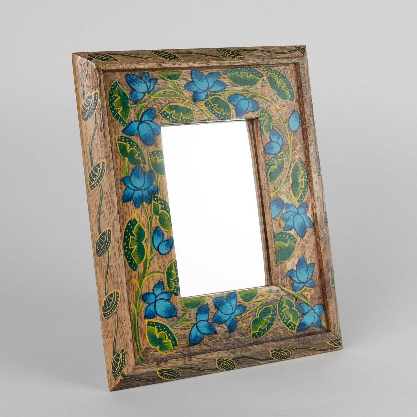 Mirror pntd flrl mango wd 8.5Wx10.5H nat/blu/grn