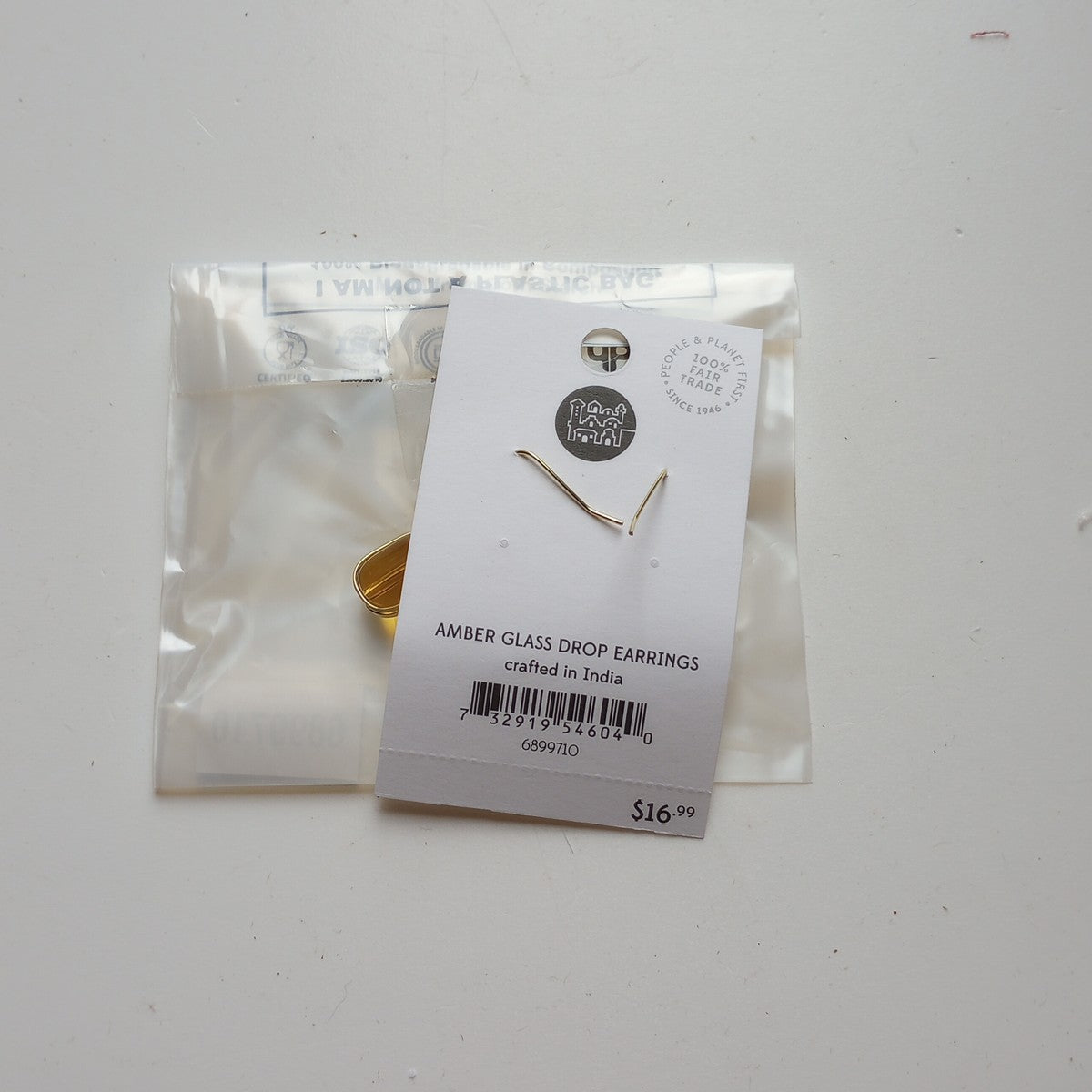 Earrings dangle oval brss/glss 1.5L brss/yel