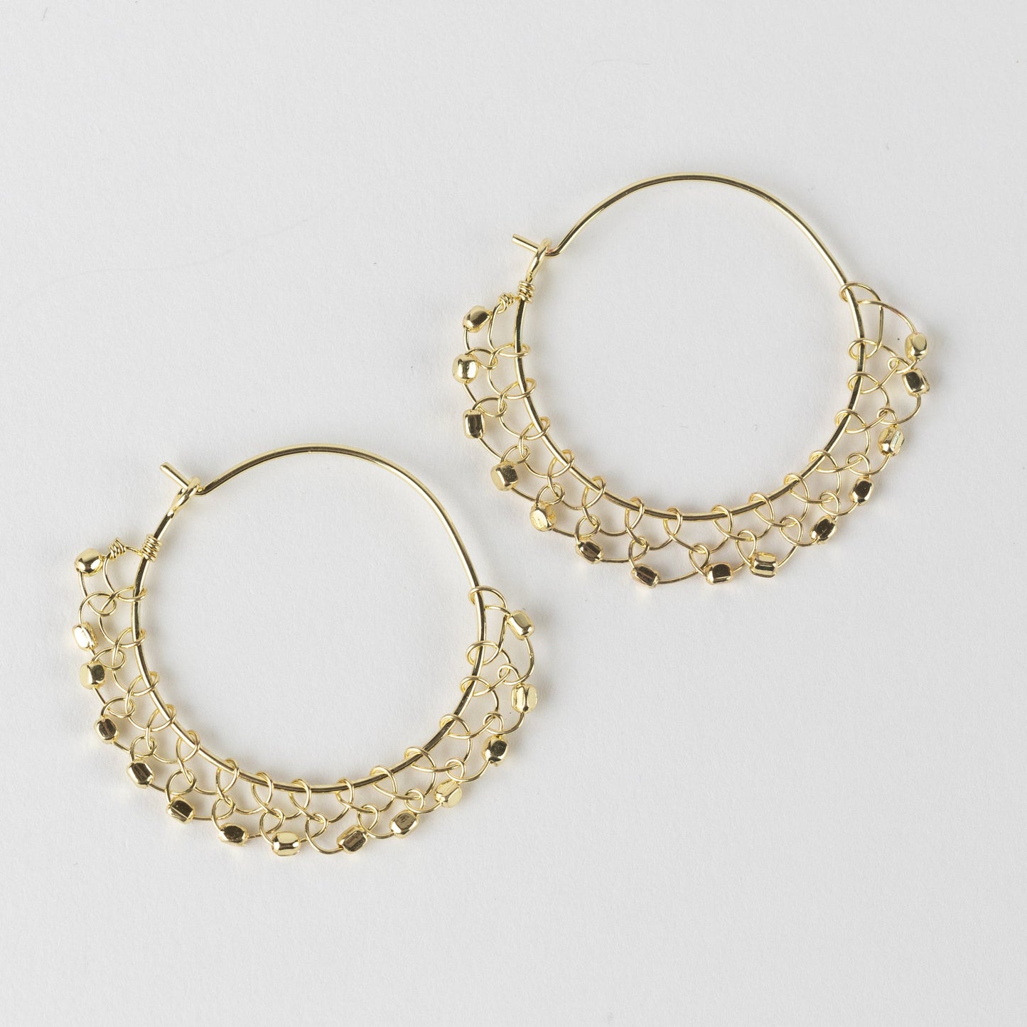 Earrings hoop metal macrame brass 1.5D brass