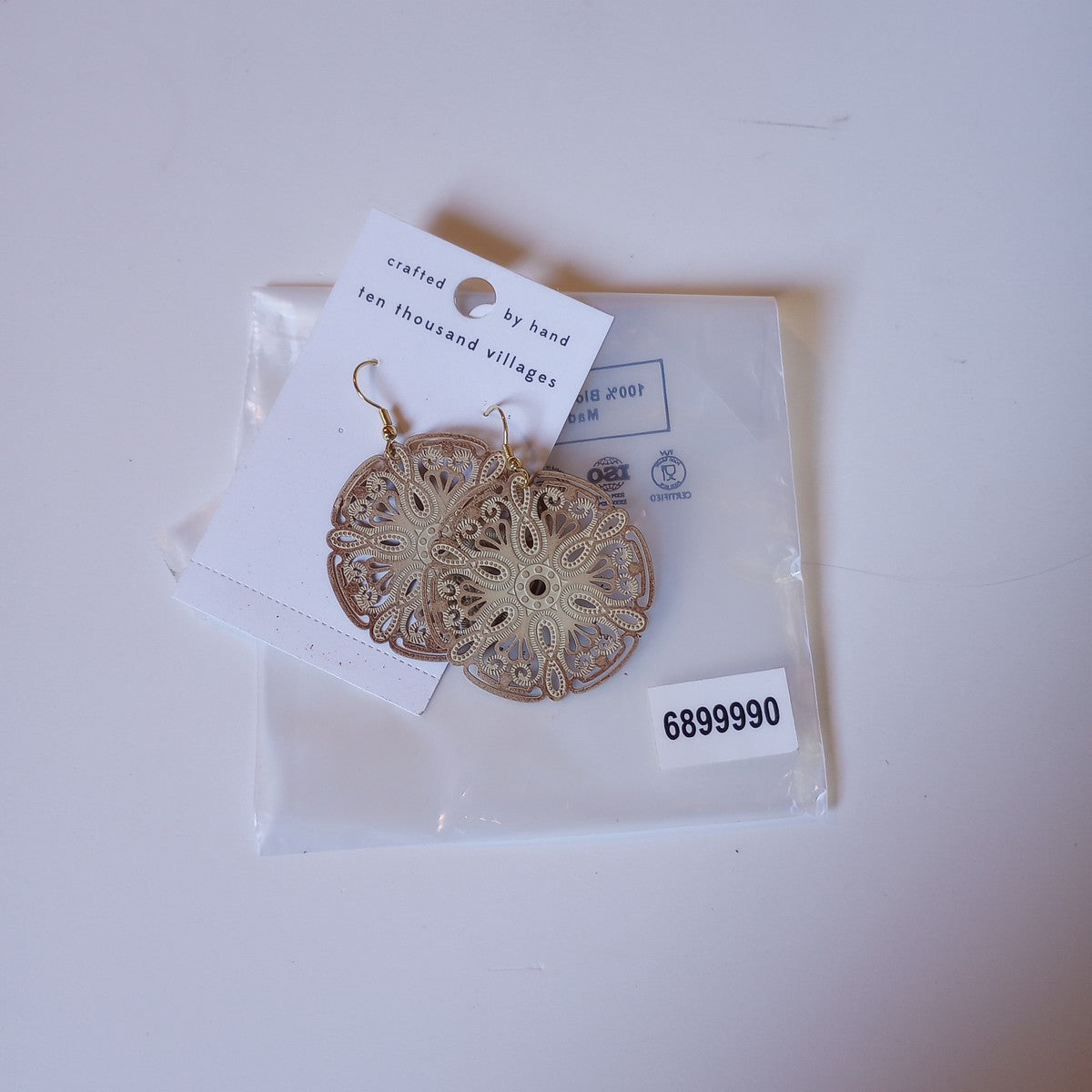 Earrings dangle sand dollar brass 2.5L brass