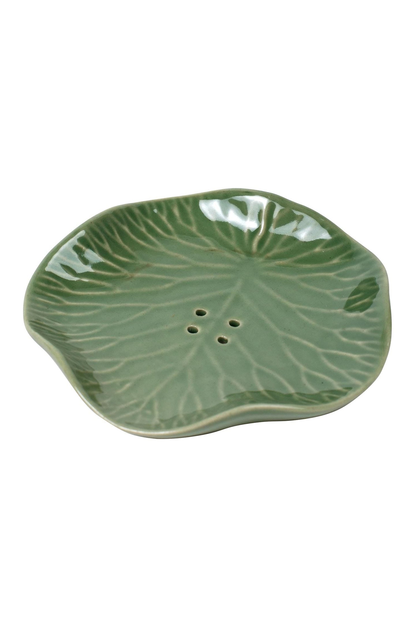 Soap dish lily pad ceramic 5.5D green
