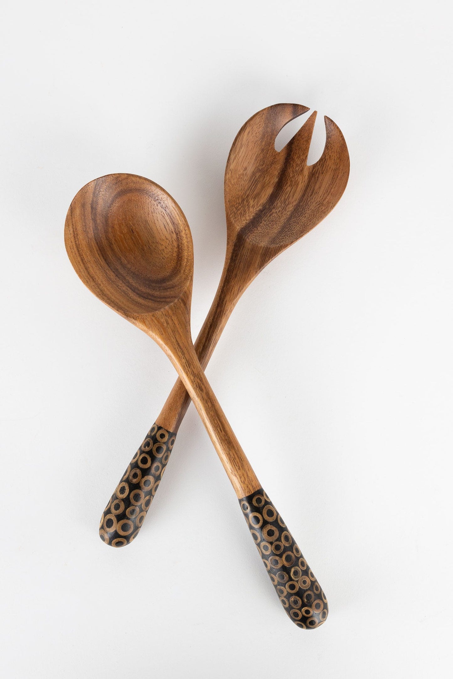 Salad servers inlay hndls s/2 suar/bb 12L brn/nat